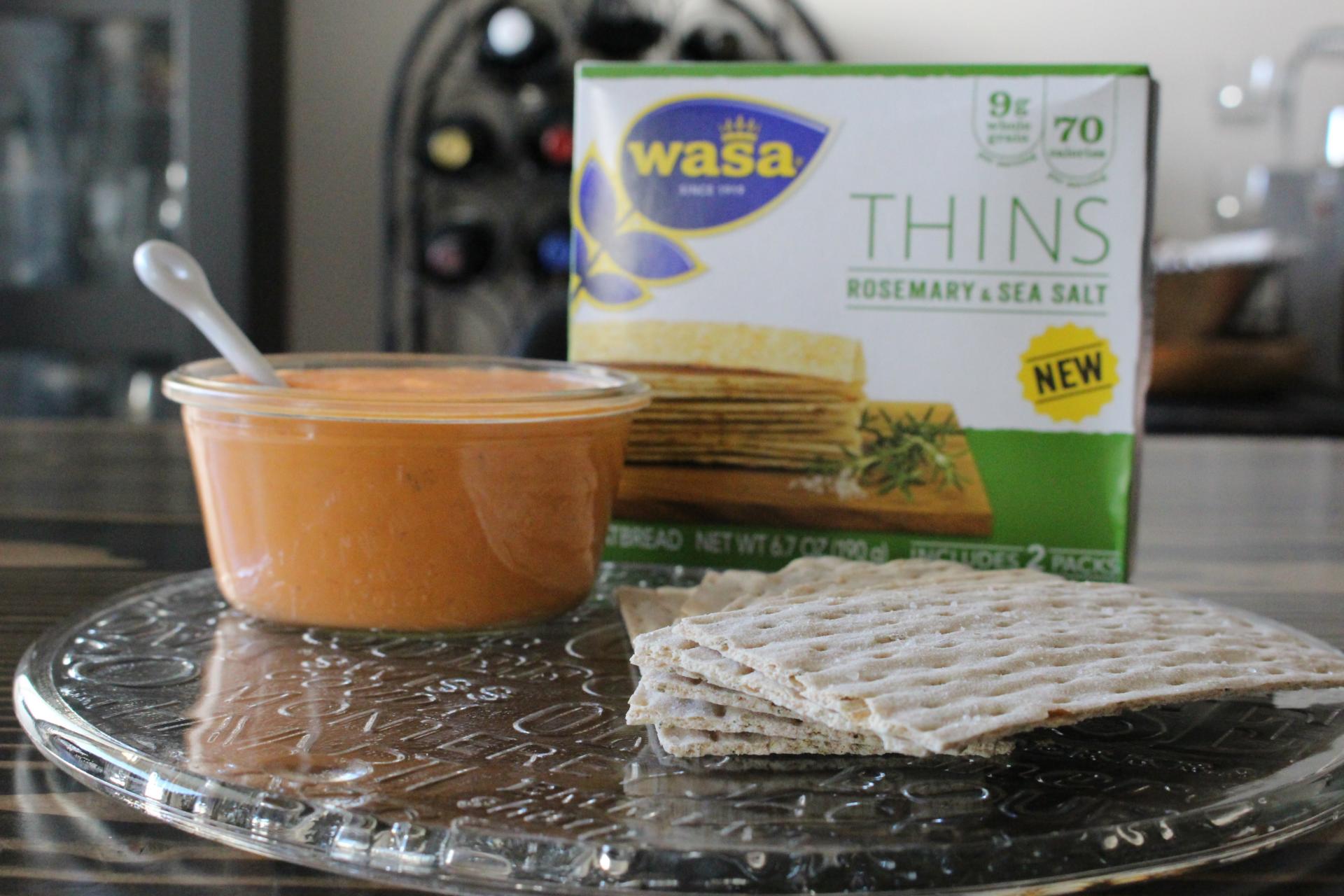 SAUCES AND SPREADS: Roasted Red Pepper Goat Cheese Spread with Wasa