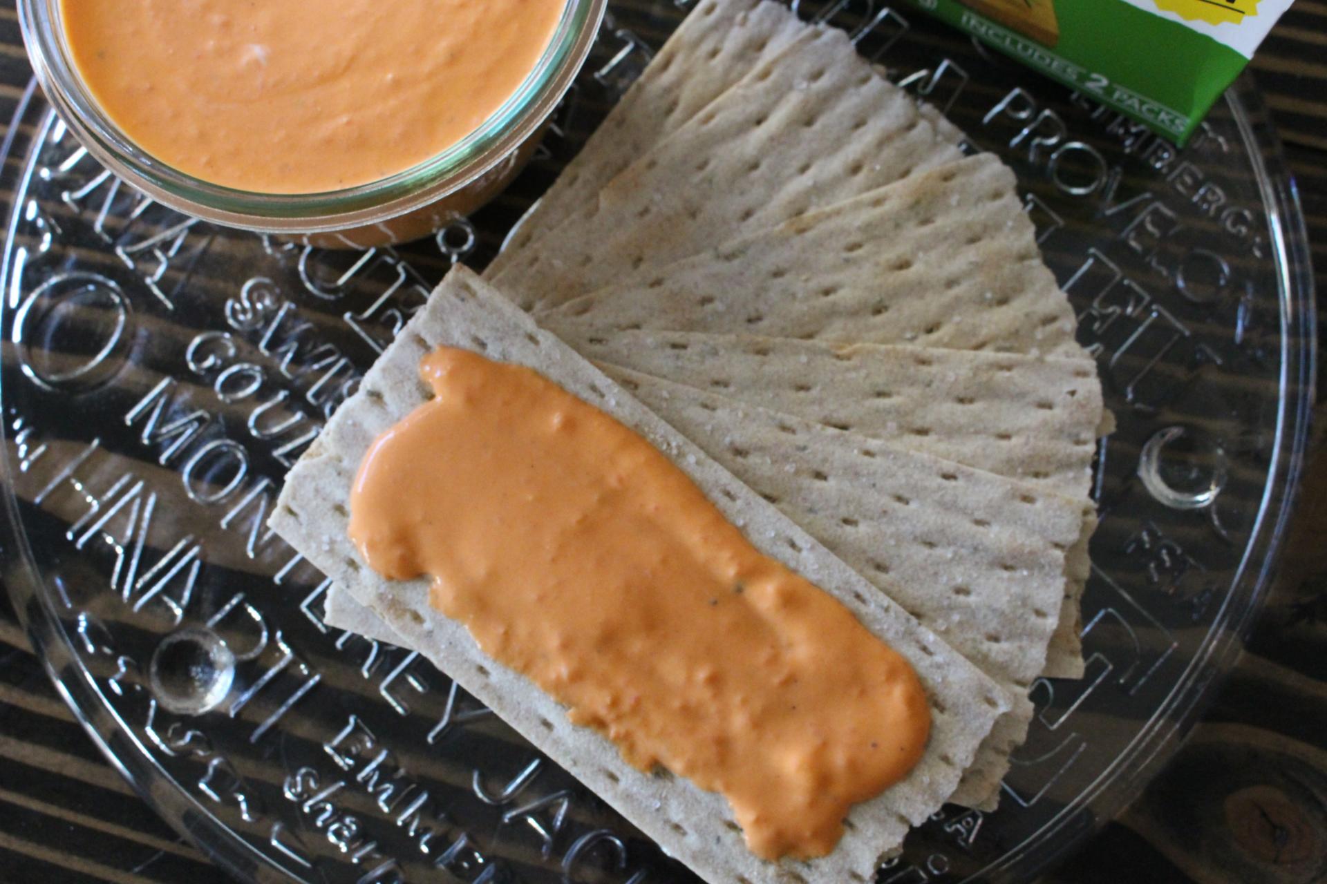 SAUCES AND SPREADS: Roasted Red Pepper Goat Cheese Spread with Wasa