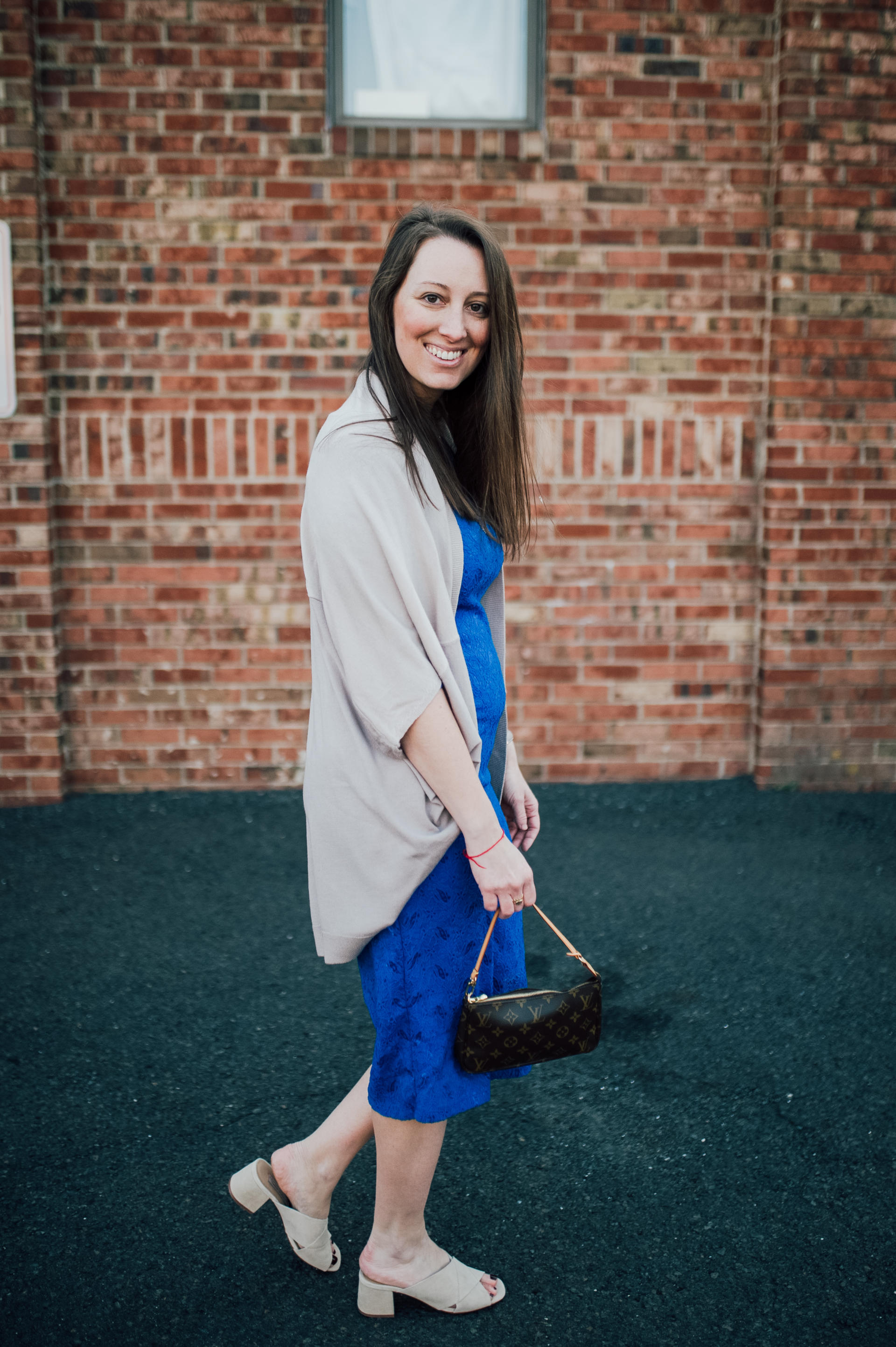 STYLE: Blue Lace Dress with Pink Blush by New Jersey fashion blogger What's For Dinner Esq.